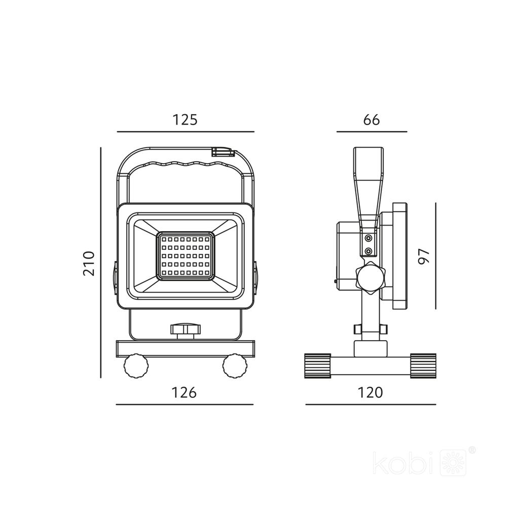 Rechargeable LED Floodlight 20W 4000K IP54 1600 lm USB-C