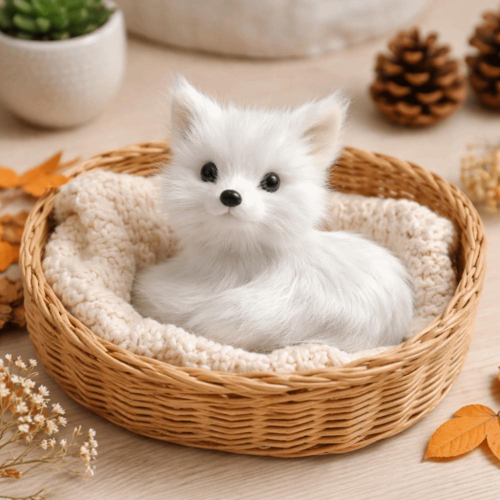 Figurine Plush Fox Doll Toy Artificial Animal Squatting Sitting Fox Model Window Display