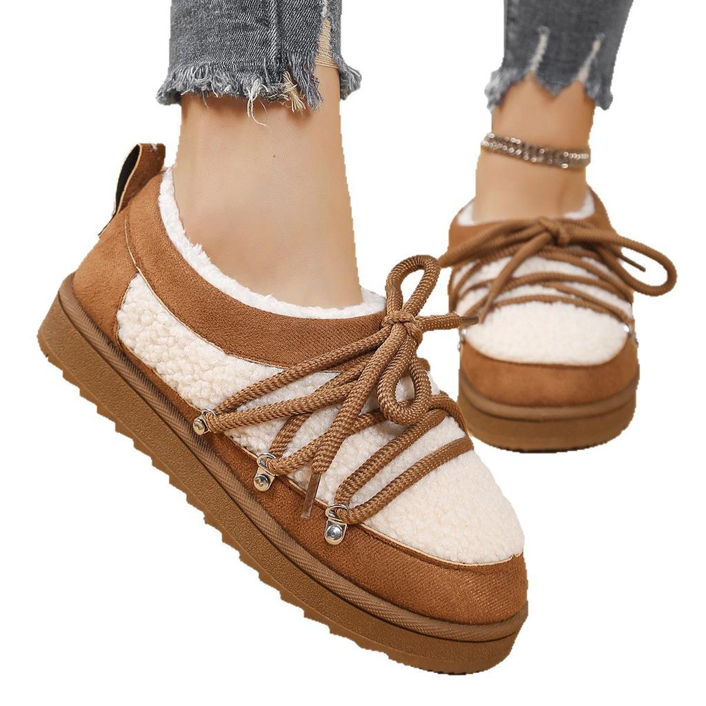 Женские зимние ботинки большого размера на толстой подошве, новые бархатные и утепленные хлопковые ботинки для женщин на осень и зиму