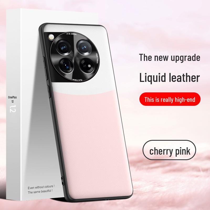 Чехол из жидкой кожи для OnePlus 12: Защитный чехол от падений и обрастания в цвете, цельная упаковка.