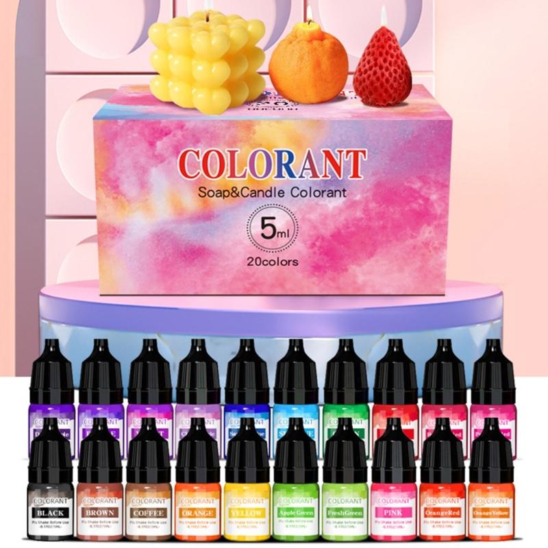 20 цветов, свечные красители, пигмент, ароматизированный жидкий краситель, пигмент, форма для свечи, мыло, окраска, ручная работа, смоляный пигмент