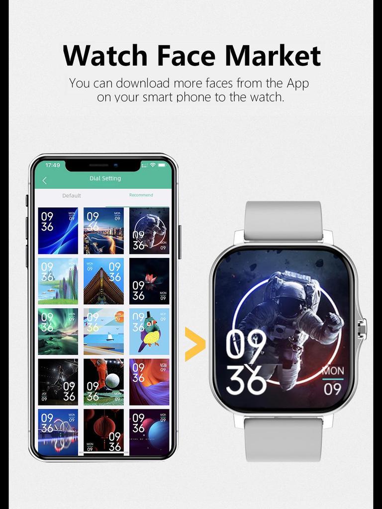Умные часы Y13: Спортивный браслет 1,83 дюйма с функцией звонков по Bluetooth, пульсометром, сенсорным экраном, модель H13.
