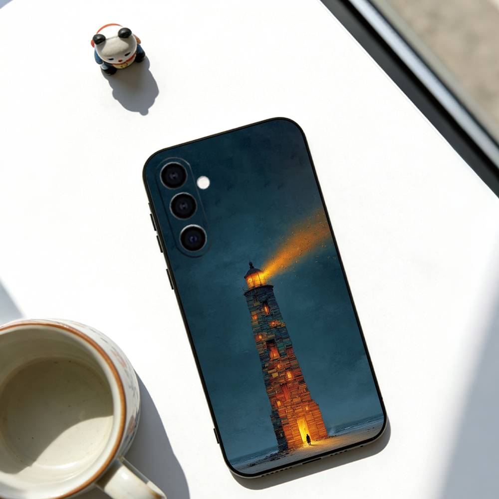 Абстрактный маяк Чехол для телефона Черный силикон Мягкий Для Samsung Galaxy A73,A72,A71,A70,A53,A52,A51
