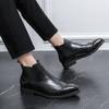 Classic Retro Men's Chelsea Boots British Style Men Leather Ankle Boots Elegantes Mens Casual Short Boots Comfy High-Top Shoes
