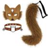 Halloween Fox Tail Collar Set Masquerade Half-Face Fox Mask Halloween Accessories cos Props