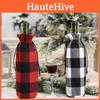 Большой клетчатый хлопковый мешочек на шнурке для винной бутылки, идеально подходящий для рождественских празднований