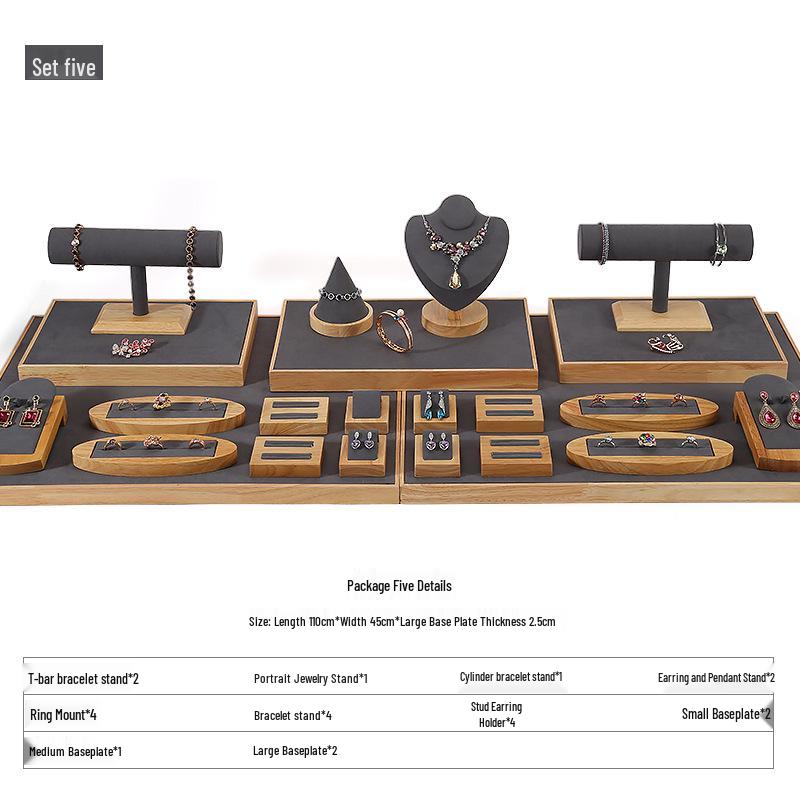Деревянная подставка для украшений из массива дерева для серег, колец и ожерелий с нефритовым подносом