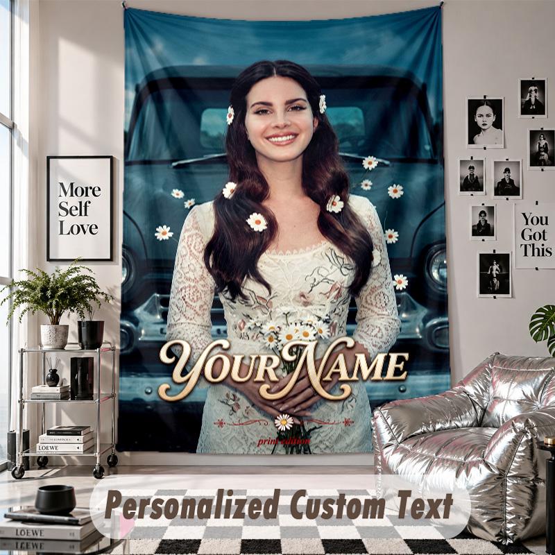 Wall Hanging Tapestry With Custom Name & Text, Lana Del Rey Decorative Tapestry For Bedroom