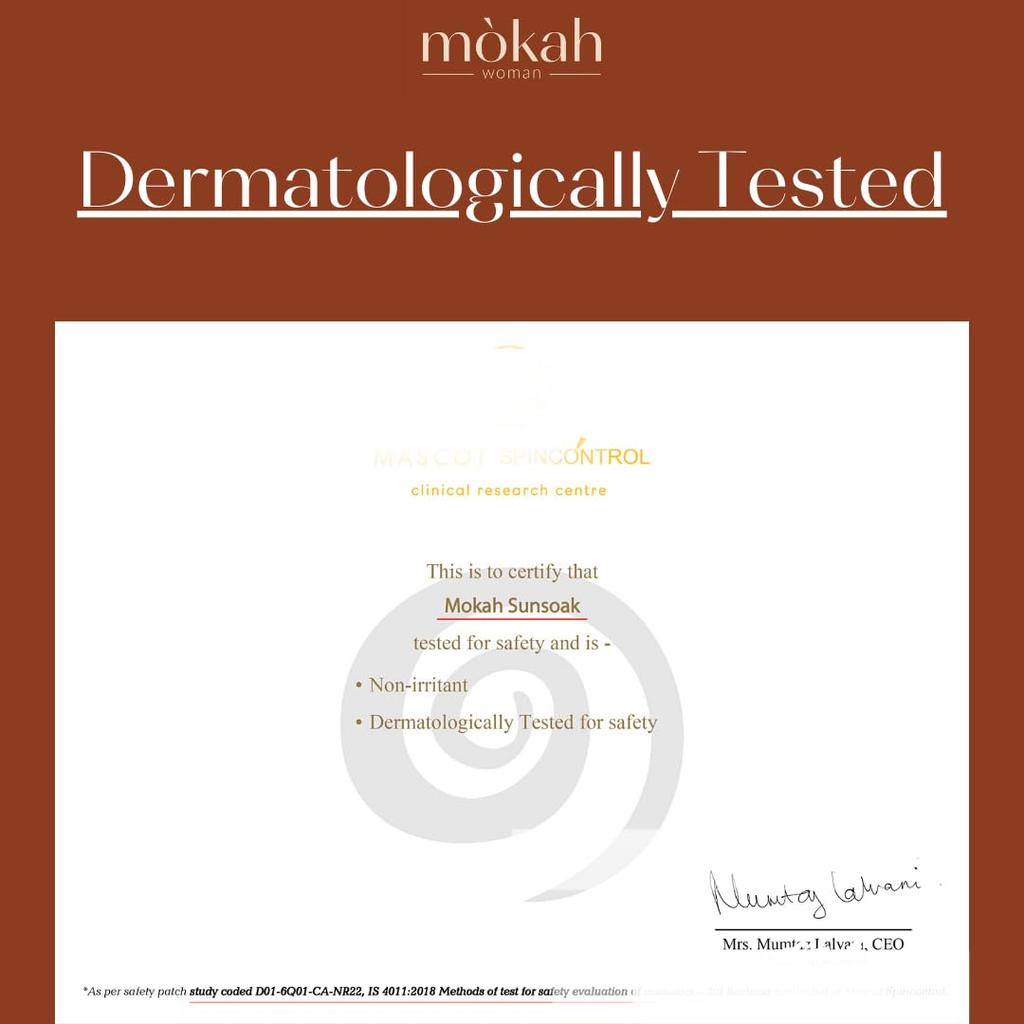 MOKAH WOMAN Солнцезащитный тинт Sunsoak SPF 50+ | Широкий спектр UVA/UVB PA+++, Не оставляет белых следов, Нелипкий, Суперлегкий | Для чувствительной кожи | Гиалуроновая кислота