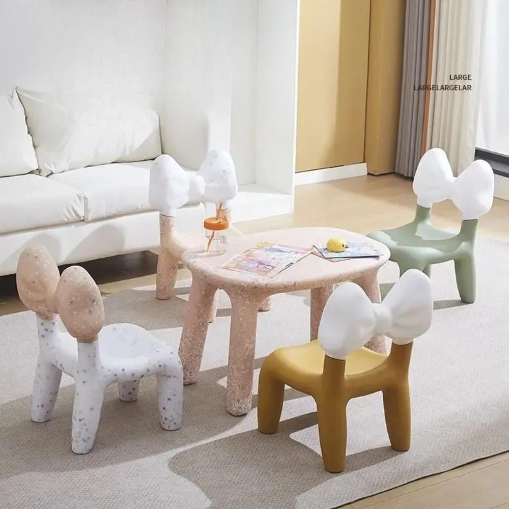 Скандинавский Стиль Милый Пластиковый Стул-Табурет Формы Банта Мультяшный Офисный Настольный Стул Детский Обеденный Стул Мебель для Спальни Гостиной