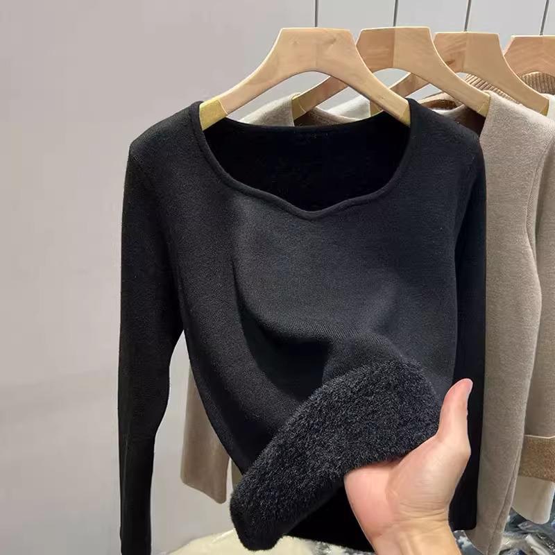 Женский теплый флисовый базовый топ с квадратным вырезом для осени/весны/лета