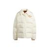 Originals Solid Color Polo Collar Logo Printed Long Sleeve Down Jacket Winter Women Outerwear Beige IB2024