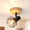 Spot Plafond NETTLIFE E14 Rotatif Noir Bois Style Industriel Rétro