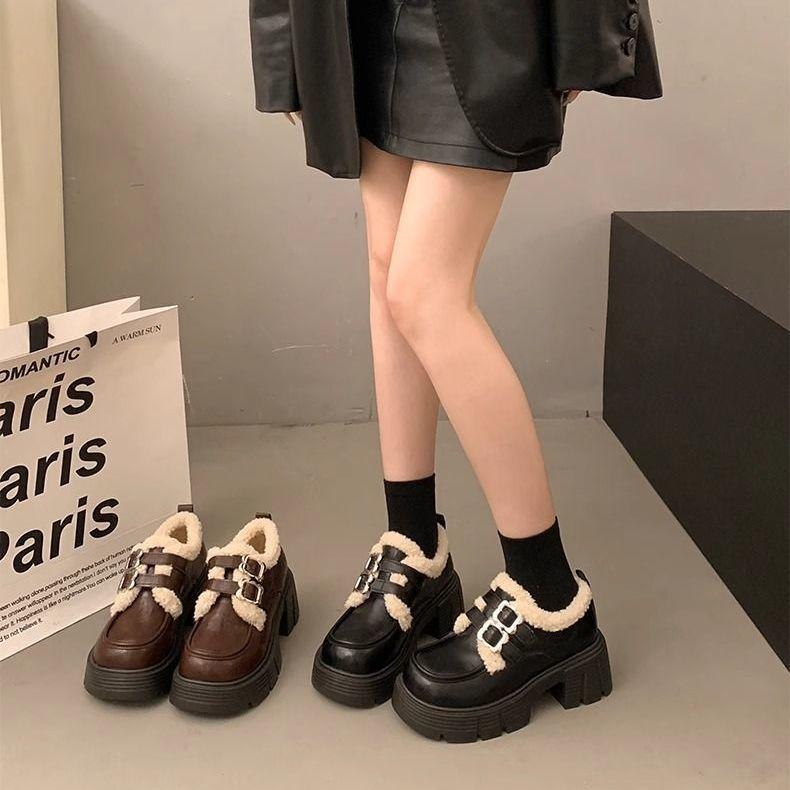 Универсальные туфли Мэри Джейн на платформе с толстым каблуком, маленькие кожаные туфли, ретро британские лоферы, женские, новые модели осени 2025