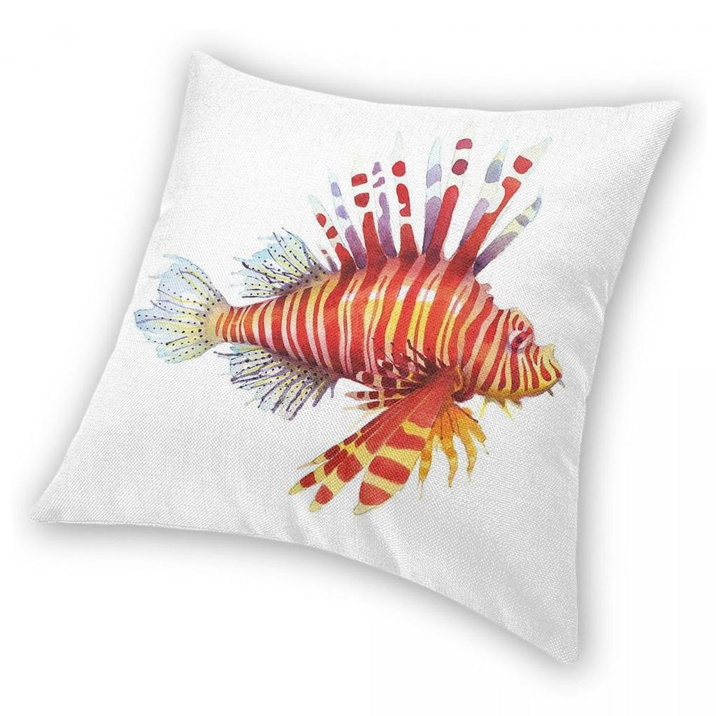 Firefish Lionfish Square Pillowcase Polyester Linen Velvet Creative Zip Decor Pillow Case Sofa Seater Cushion Cover