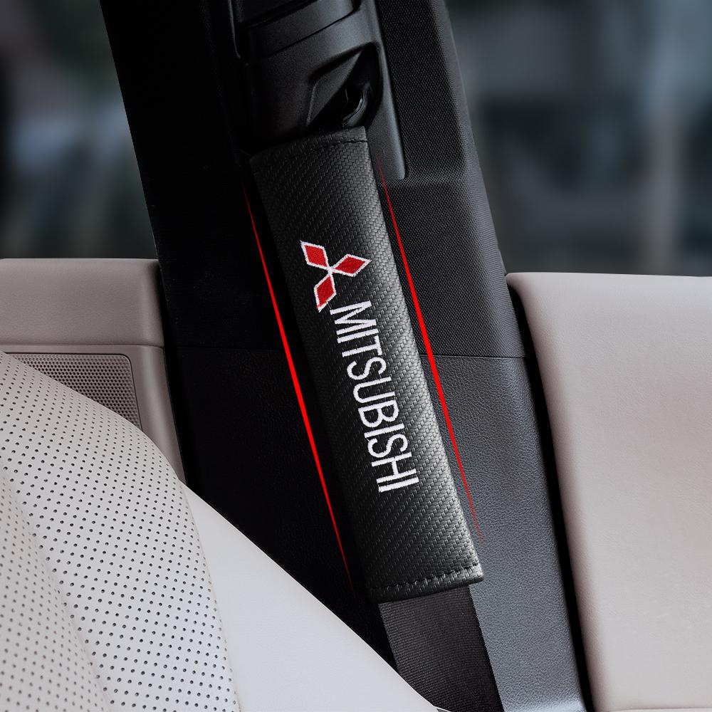 Car Seat Belt Cover Carbon Fiber Shoulder Protection Pads For Mitsubishi Space Star Lancer 9 Outlander Xl Eclipse Cross Asx L200