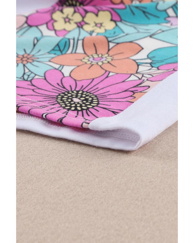 Azura Exchange Топ с короткими рукавами и цветочным принтом в стиле пэчворк