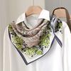 Silk scarf Women's Chunqiu mulberry silk scarf Double crepe beige floral pastoral versatile 71 Chinese scarf Shawl