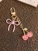 1pc Unisex Red Cherry Shaped Keychain With Fashionable Bow Pendant, Luxury Handbag Key Ring Accessory For Mother's Day Eid al Ad