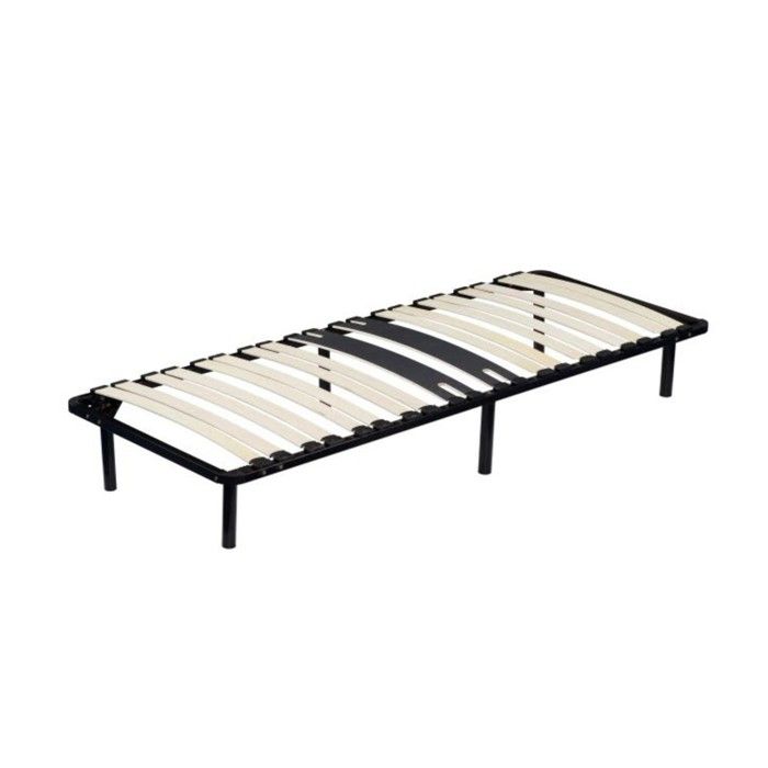 Michel - 90x200 Black Box Spring Slatted Frame Reinforced At the Basin 6 Feet Height 29 Cm In Metal - Quick and Easy Assembly