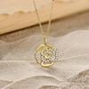Huitan Sweet Camellia Flower Pendant Necklace for Women Fancy Gold Color Neck Accessories for Wedding Trendy Aesthetic Jewelry