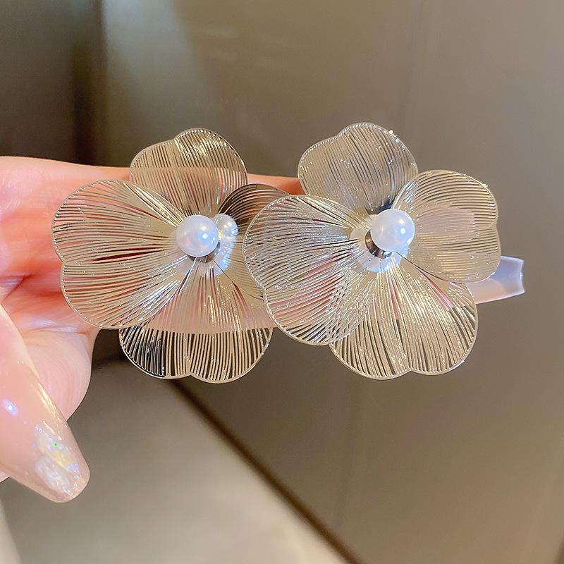 New Fashion Translucent Flower Stud Earrings for Women Acrylic Imitation Pearl Big Floral Korean Fairy Girls Lovely Ear Jewelry