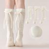 One Pair Spring Summer Kid Girls Knee High Socks Lolita JK Bow Details Sock for Children Breathable Mesh Princess School Socks