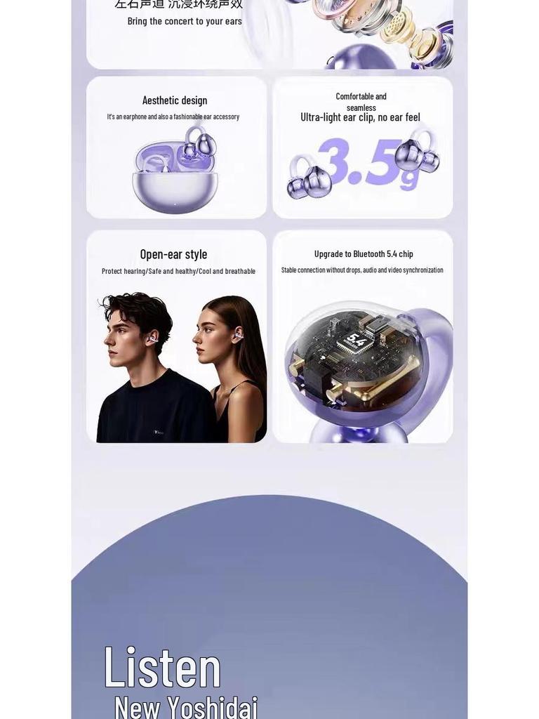 M91 Smart AI Bluetooth Clip-on Earphone - High-Quality, Non-In-Ear Design for Cross-Border Translation