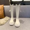 Fashion 2024 Hot Sale Solid Color New Women's Knee Length Boots Autumn Winter Back Zipper Platform Ladies High Boots Botas Mujer.