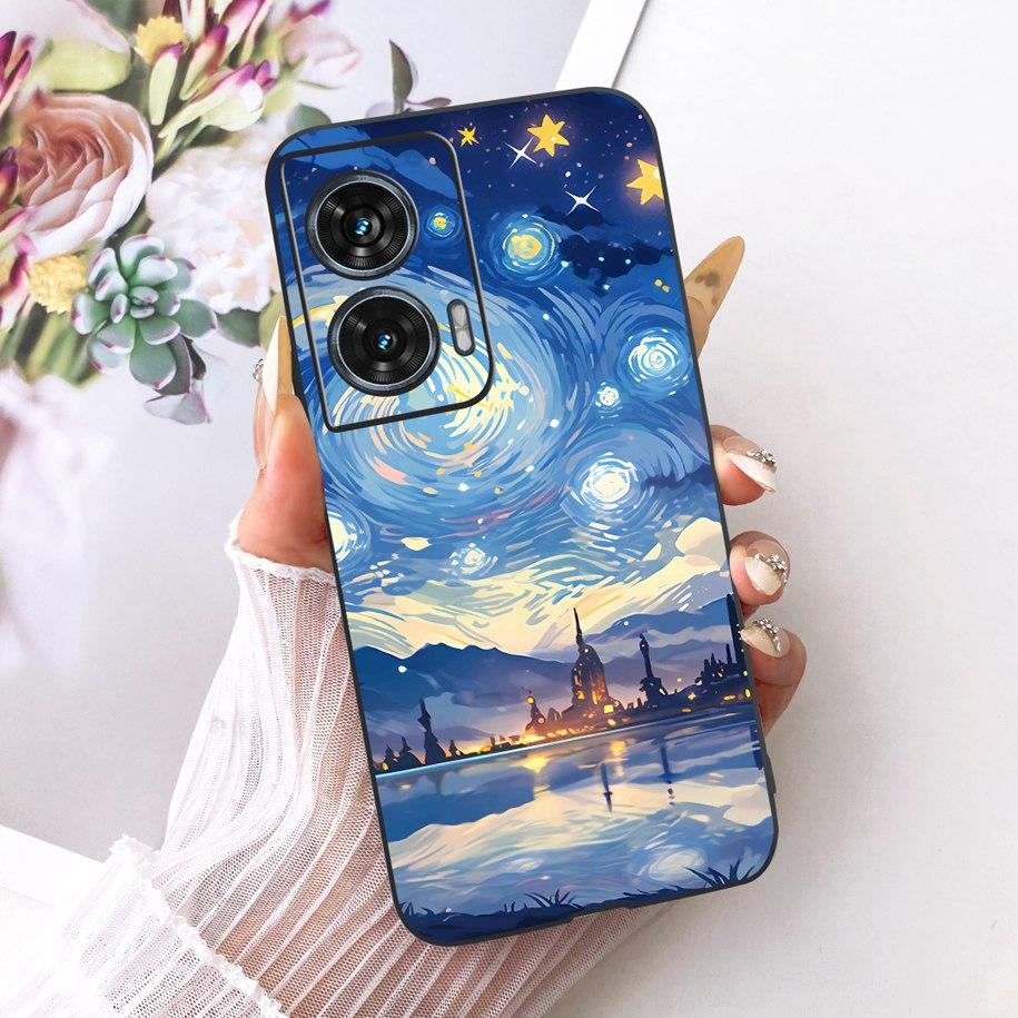 Чехол Для Motorola Edge 50 Fusion Чехол XT2429-1 Популярный Цветок Мягкий Черный Силиконовый Чехлы Для Телефона Для Motorola G96 5G MotoG96 Funda