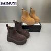Ботильоны на платформе, женские замшевые туфли, брендовые повседневные ботинки челси, тренд 2024 года, высокие каблуки, зимние хлопковые удобные готические ботинки Mujer