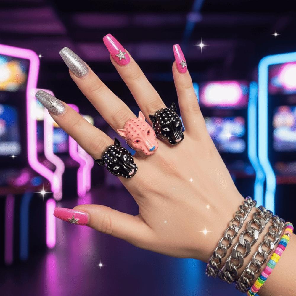 Adjustable Drip Ring Metal Animal Ring Exaggerated Irregular Opening Ring Gifts for Women Girl