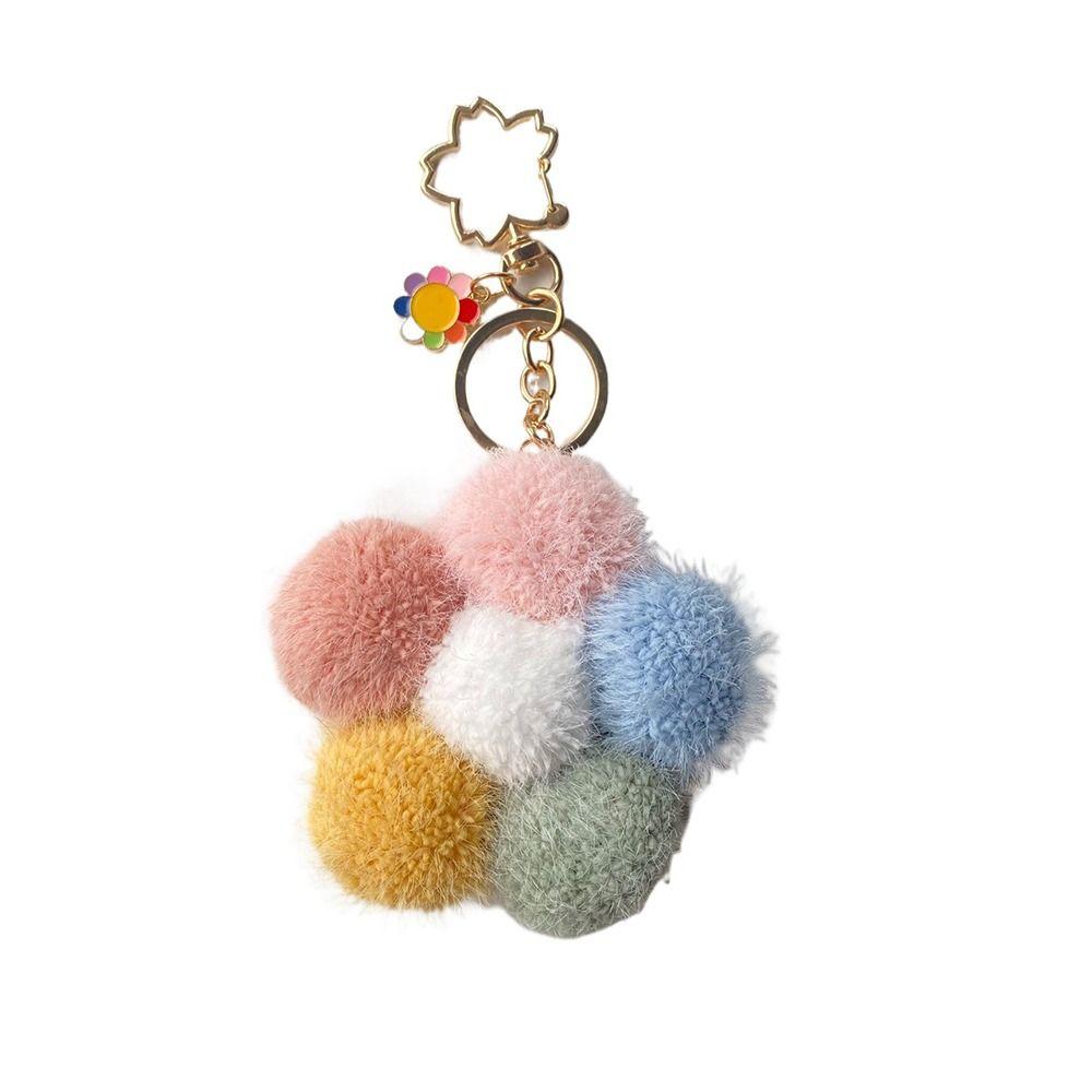 Chain Plushball Bag Pendant Backpack Charms Cartoon Plush Pendant Stuff Plush Toy Flower Keychain