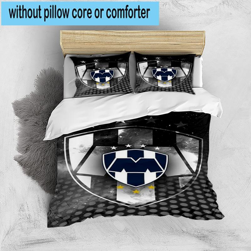 3pcs C.F.Monterrey Football Crest Art Printed Bedding Set Duvet Cover Closure Includes 1 Duvet Cover & 2 Pillowcases Bedding Sets Home Decor Gifts