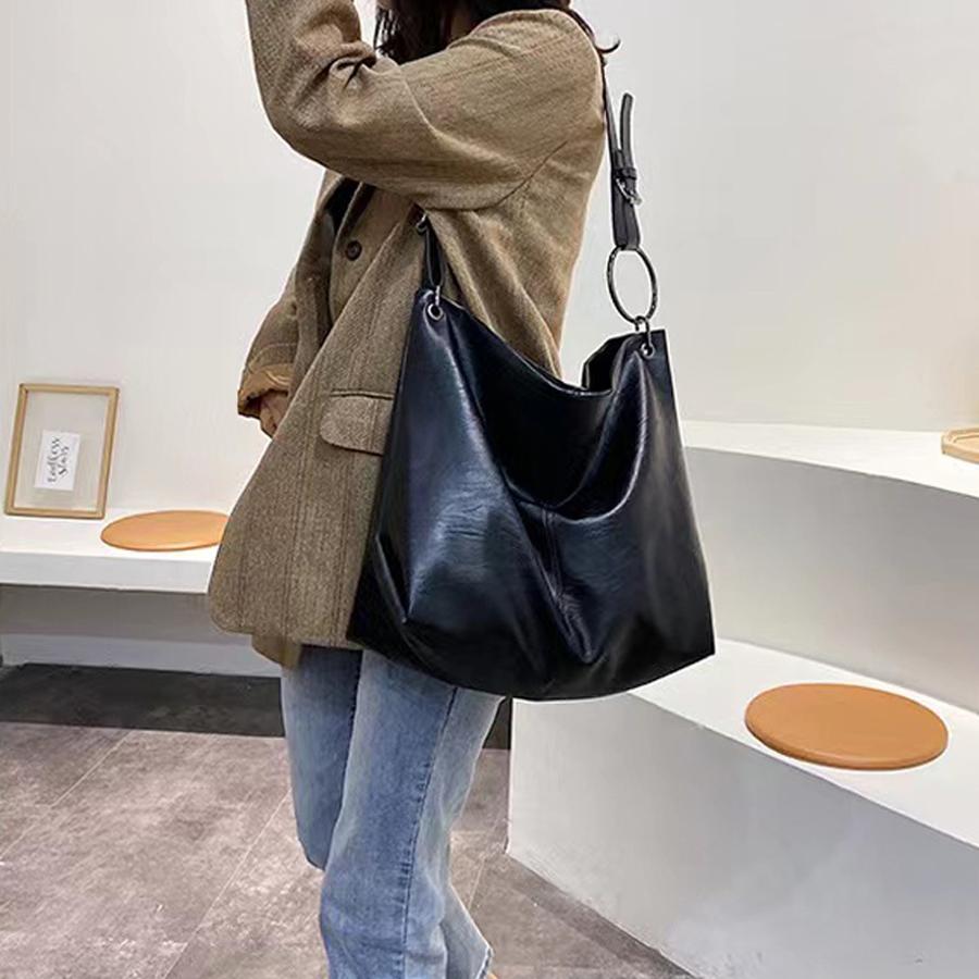 2026 new women's tote bag, large capacity, pure color shopping bag, simple and fashionable shoulder bag,versatile cross-body bag