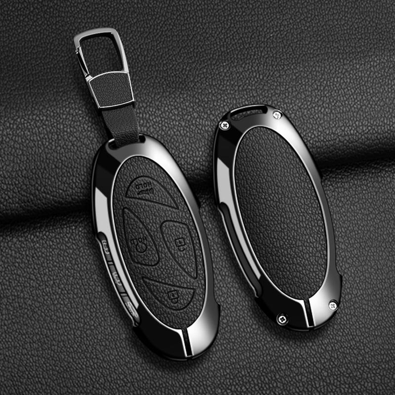 EEJQ9 5 7-button zinc alloy leather car key cover for Hyundai Kona Ev Grandeur GN7 IONIQ 6 2023 2024 car keychain protective case