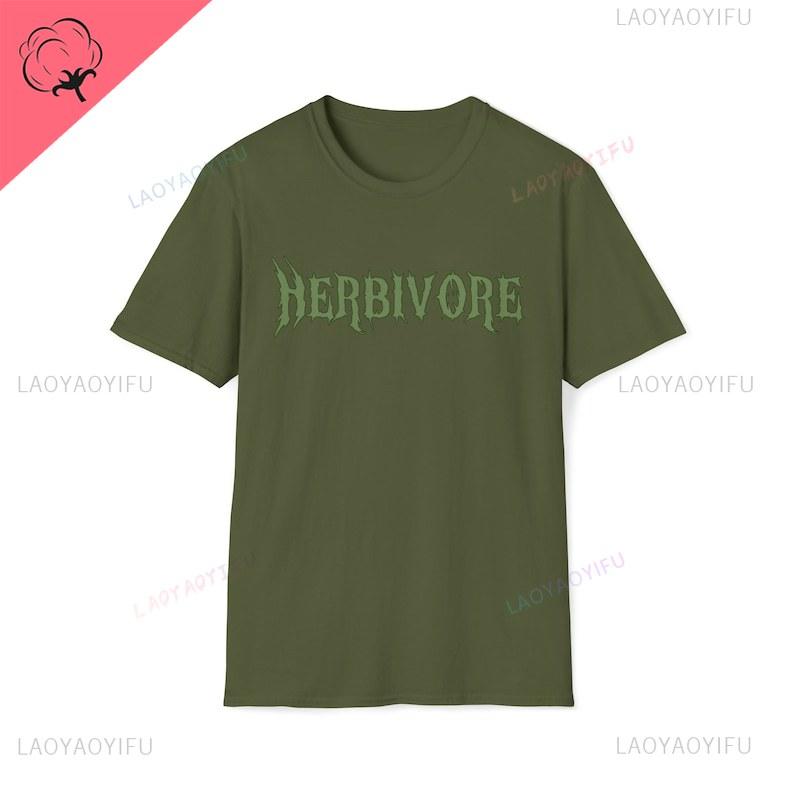 Унисекс веганская футболка HERBIVORE с буквенной печатью Харадзюку Винтажная хлопковая футболка Уличная одежда Женская Мужская Повседневный стиль Топы