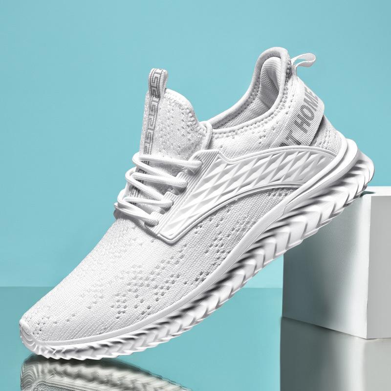 Мужская спортивная обувь новая большой размер повседневный стиль кроссовки сетка полая летящая тканая тонкая трендовая обувь