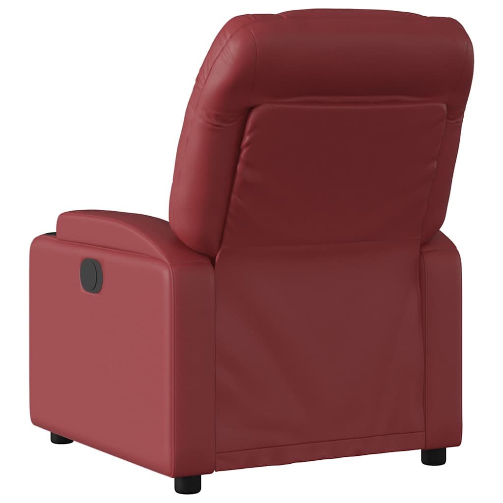 Recliner Chair Burgundy Synthetic Leather