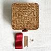 Square Handwoven Bamboo Gift Basket with Lid - High-end Candy Box and Wedding Favor