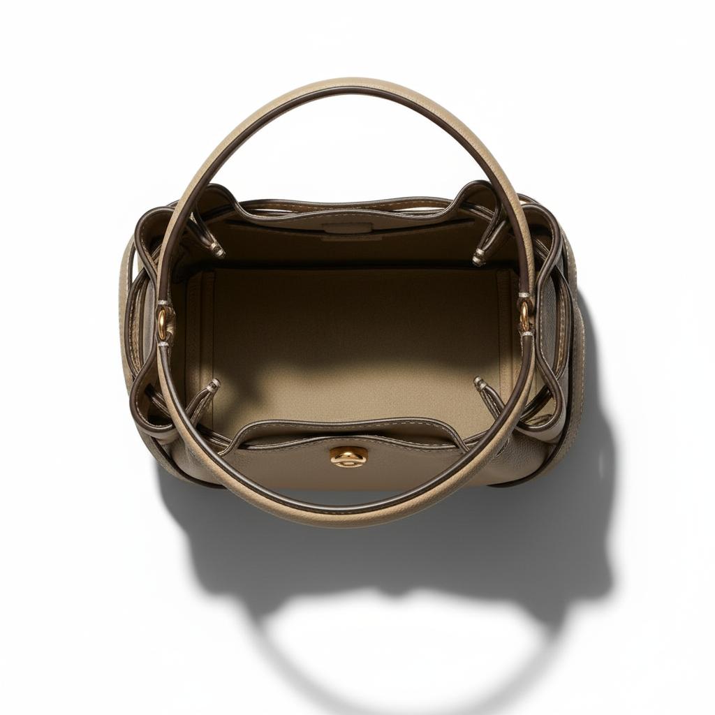 Tory Burch Romy Metal Stud Design Basket Bucket Bag Women Shoulder Bag Soft-Gray 166982-023