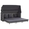 VidaXL Extendable 3-seater Sofa Bed with Roof Wicker Grey 46077