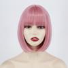 MISSQUEEN Women Cosplay Light Purple Shoulder Length Straight Bob Wig with Bangs Cosplay Purple Short Hair Synthetic Fiber Halloween Wig
