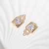 Romantic Heart Lock Pendant Charms, Golden Plated Copper Inlaid Heart Zirconia Findings for Handmade Jewelry Accessories