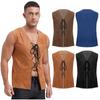 Men Medieval Pirate Renaissance Steampunk Lace-up Vest Gothic Shirt Hunting Vest Waistcoat Halloween Pirate Cosplay Costume