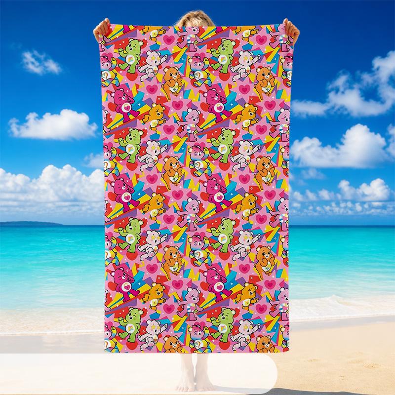 Quick Dry Beach Towel Care Bears Pattern, Lightweight Absorbent Towel for Pool Beach Vacation Use