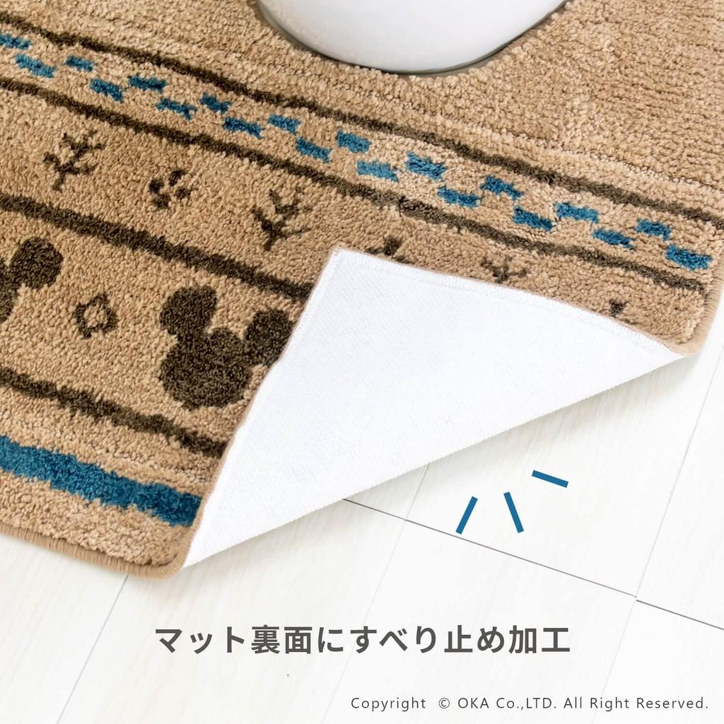 OKA Disney MC Grand Toilet Mat 55cm x 60cm Beige Mickey Disney Toiletries Approx. (Nordic Cute)