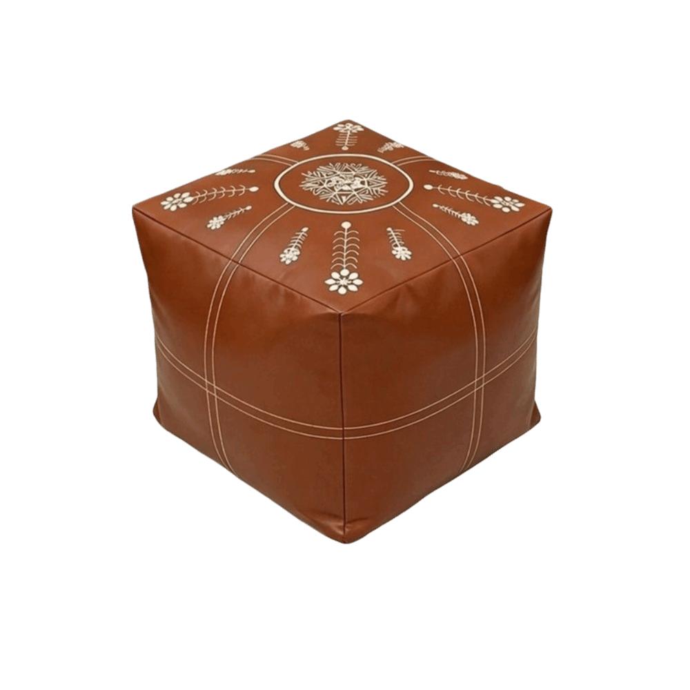 Unstuffed Seat Cushion Cover PU Leather Square Storage Pouf Fashion Storage Bag Floor Corner