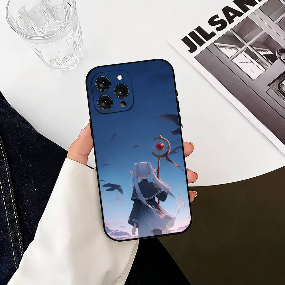 Sousou no Frieren Фрирен Вид сзади Чехол для телефона Для iPhone 17,16,15,14,13,12,11 Plus,Pro Max,XS,Мягкий силиконовый Черный чехол