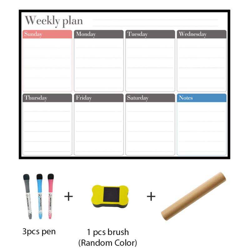 Магнитный календарь для сухого стирания, холодильник с 6 маркерами, магнитный список покупок, кухонный холодильник